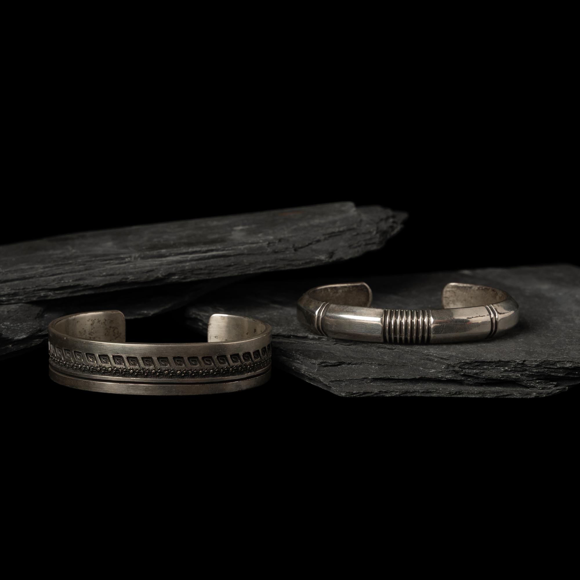 Pair of Navajo Silver Cuff Bracelets