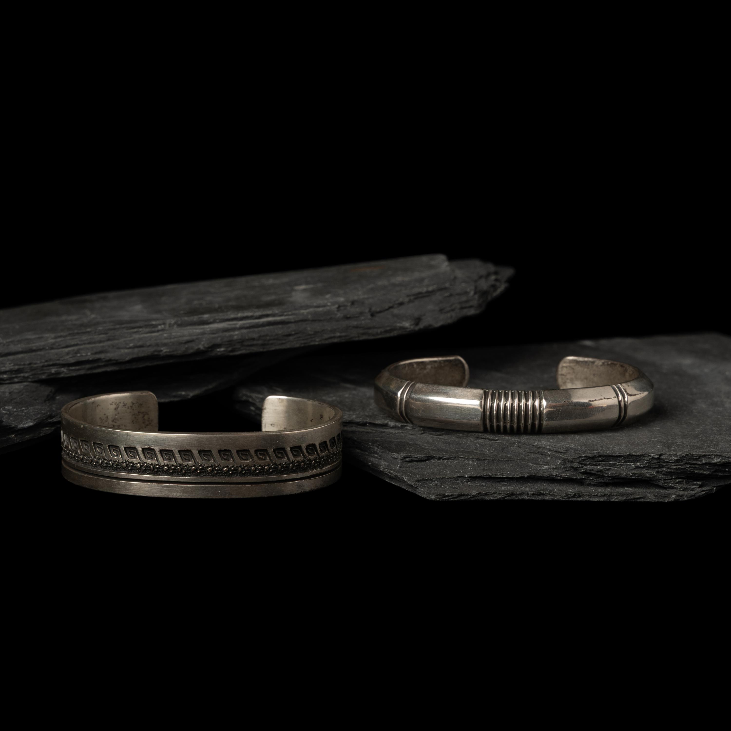 Pair of Navajo Silver Cuff Bracelets
