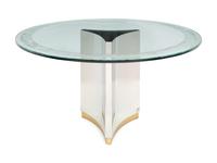 A Brass and Stainless Steel Pedestal Dining Table