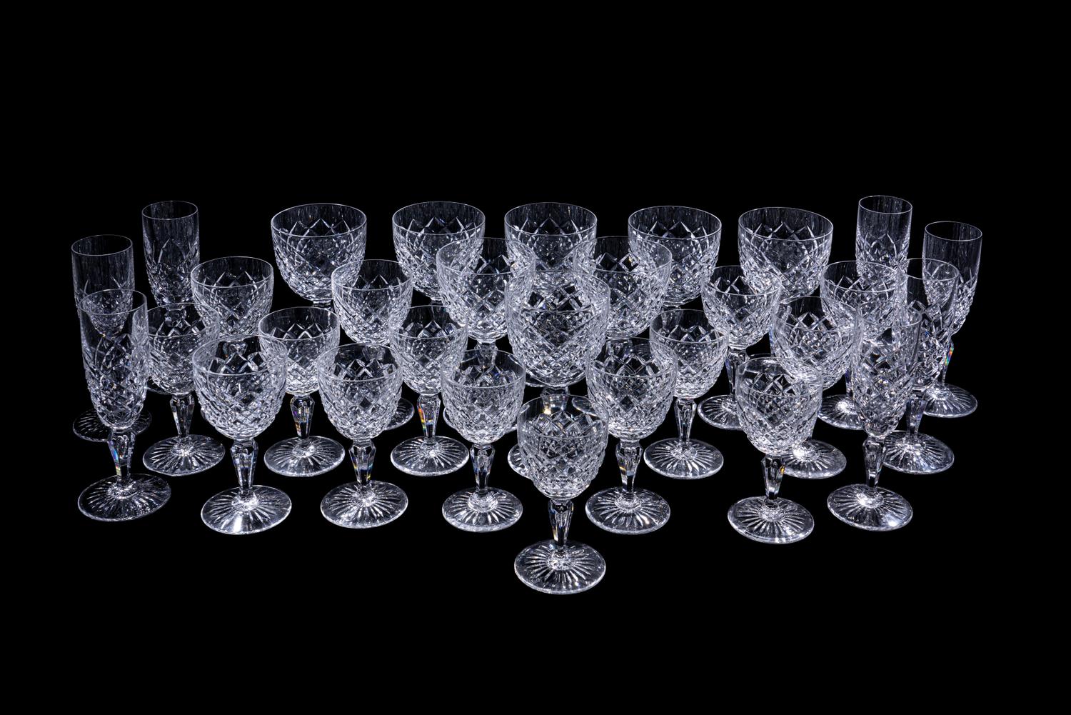 A Val St. Lambert Cut Glass Stemware Service