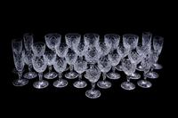 A Val St. Lambert Cut Glass Stemware Service