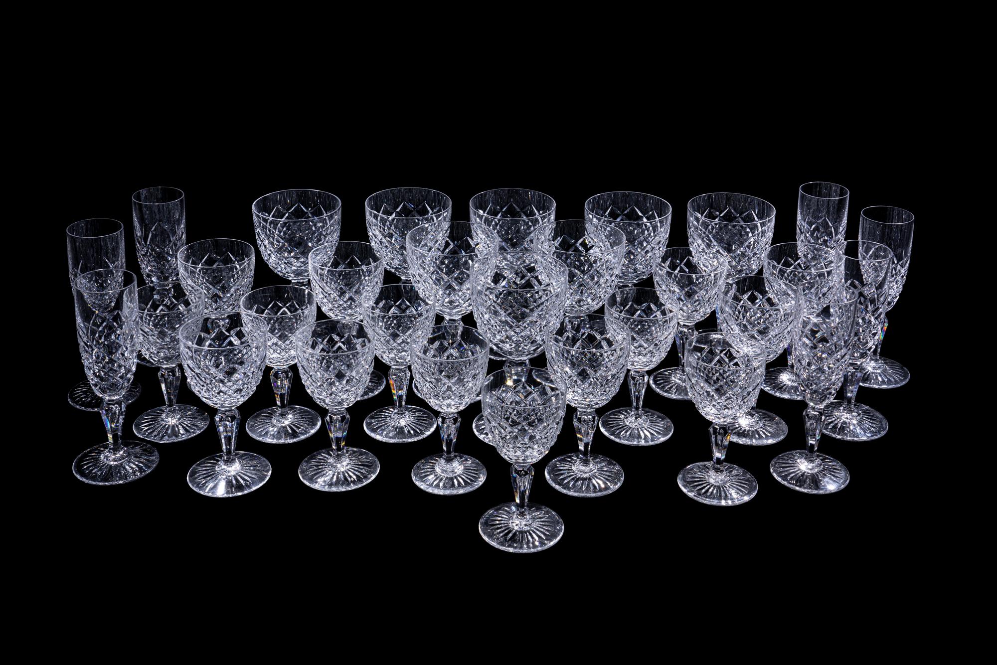 A Val St. Lambert Cut Glass Stemware Service
