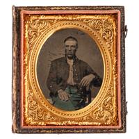 [CIVIL WAR]. A group of 2 cased images, incl. sixth plate tintype of Jos. Banks, 3rd New York Artillery. Washington, DC: Bell & Bro., 1860s.