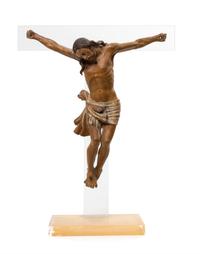 A Continental Carved Wood Corpus Christi Height 12 3/4 inches.