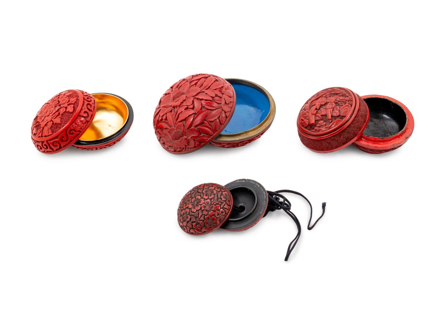 Six Chinese Carved Red Lacquer Covered Boxes