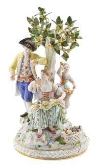 A Meissen Porcelain Figural Group, Height 10 1/2 inches.