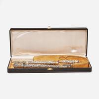 A repoussé silver and gold gaucho knife and flogger Heinrich Böker & Co. Arbolito S.A., Buenos Aires, Argentina, post 1983