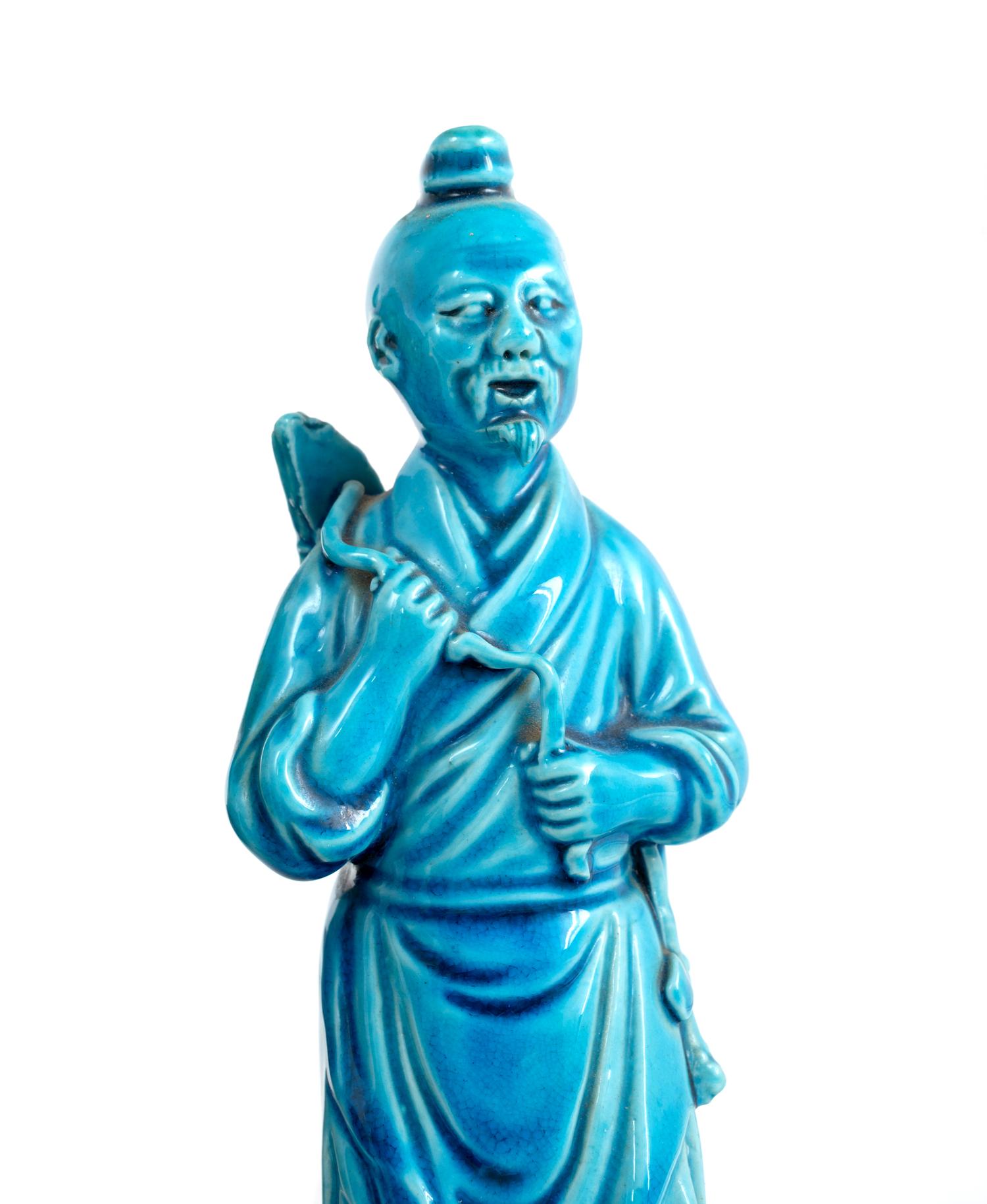 10 Chinese Turquoise Glazed Porcelain Figures