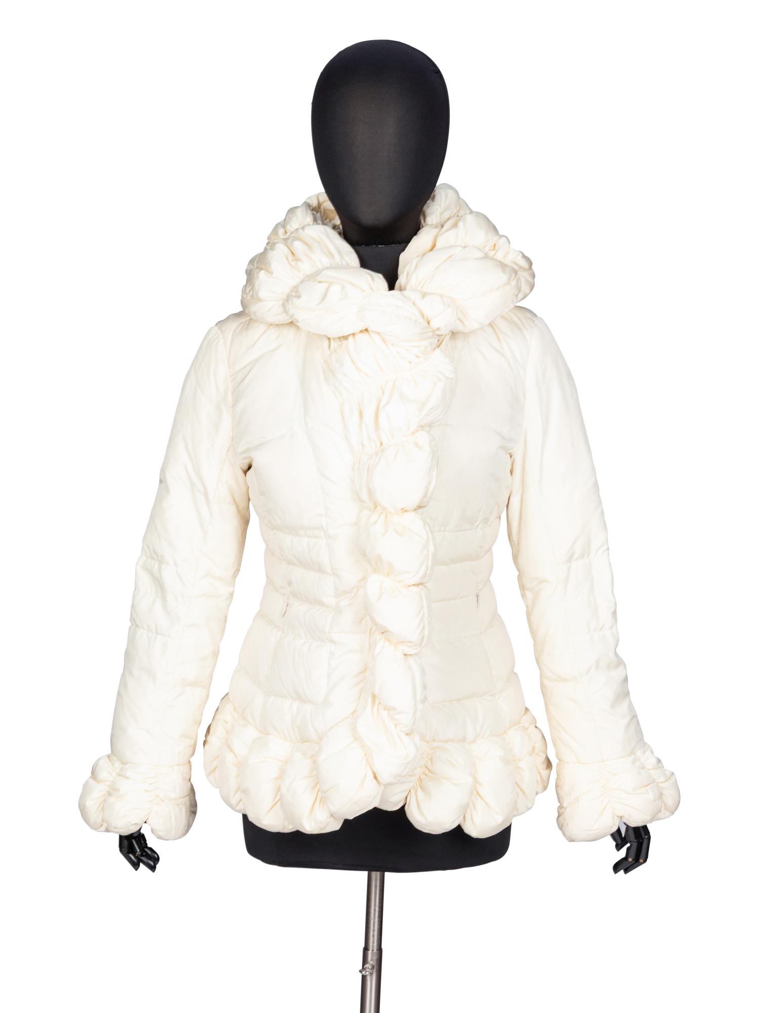 Moncler, Scallop-Edge Cream Puffer Jacket