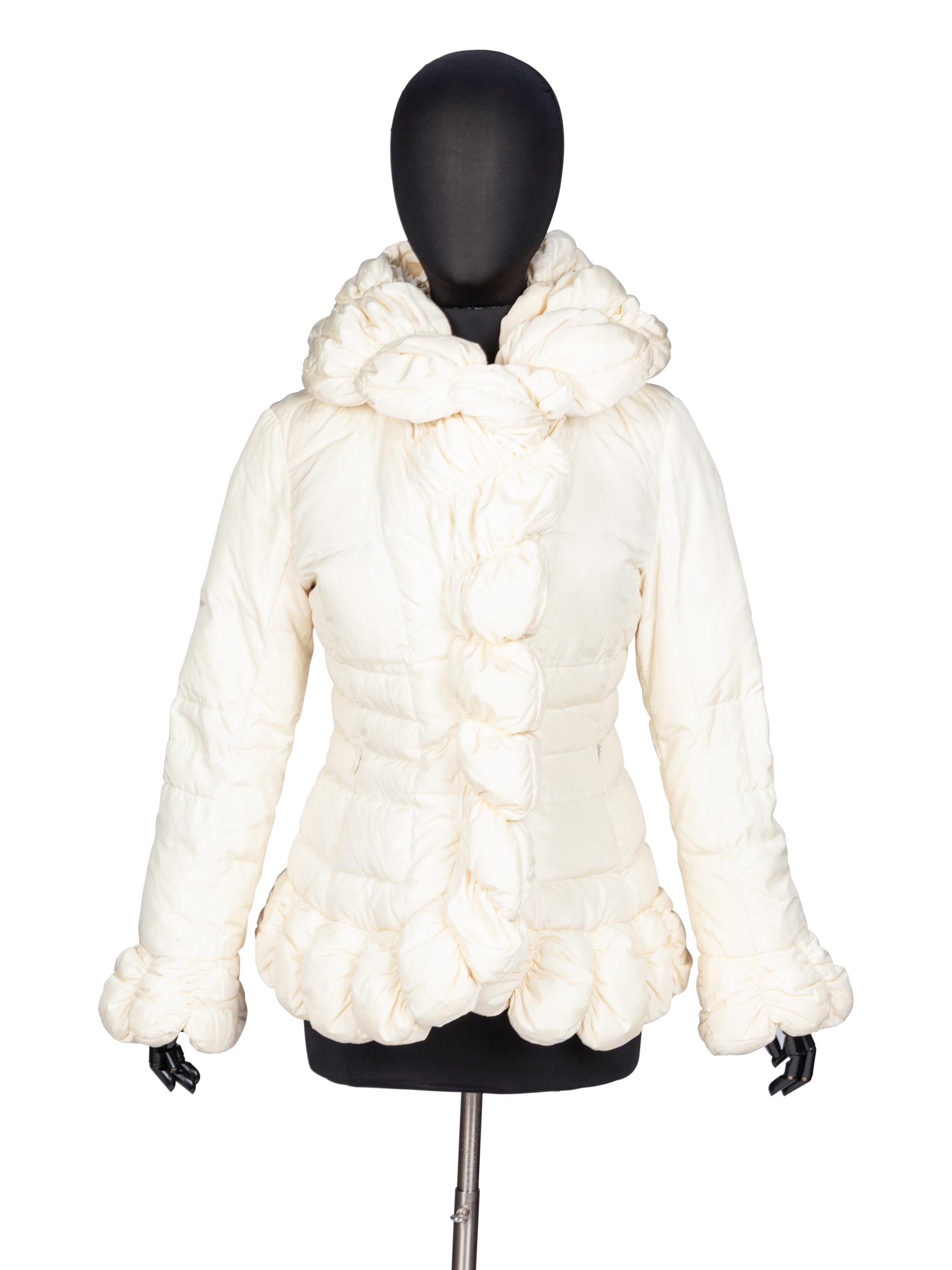 Moncler, Scallop-Edge Cream Puffer Jacket