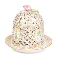 A Royal Copenhagen Flora Danica Porcelain Ice Dome and Stand