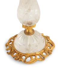 A Pair of Continental Gilt Bronze Mounted Rock Crystal Table Lamps