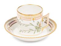 A Set of Four Royal Copenhagen Flora Danica Porcelain Coffee Cups and Saucers
