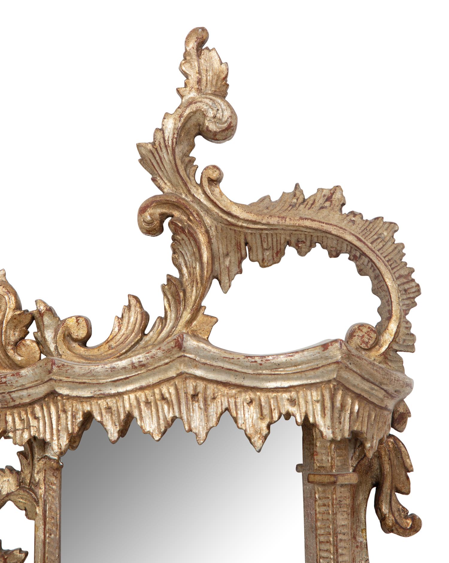 An Venetian Style Silvered Wood Grotto Mirror