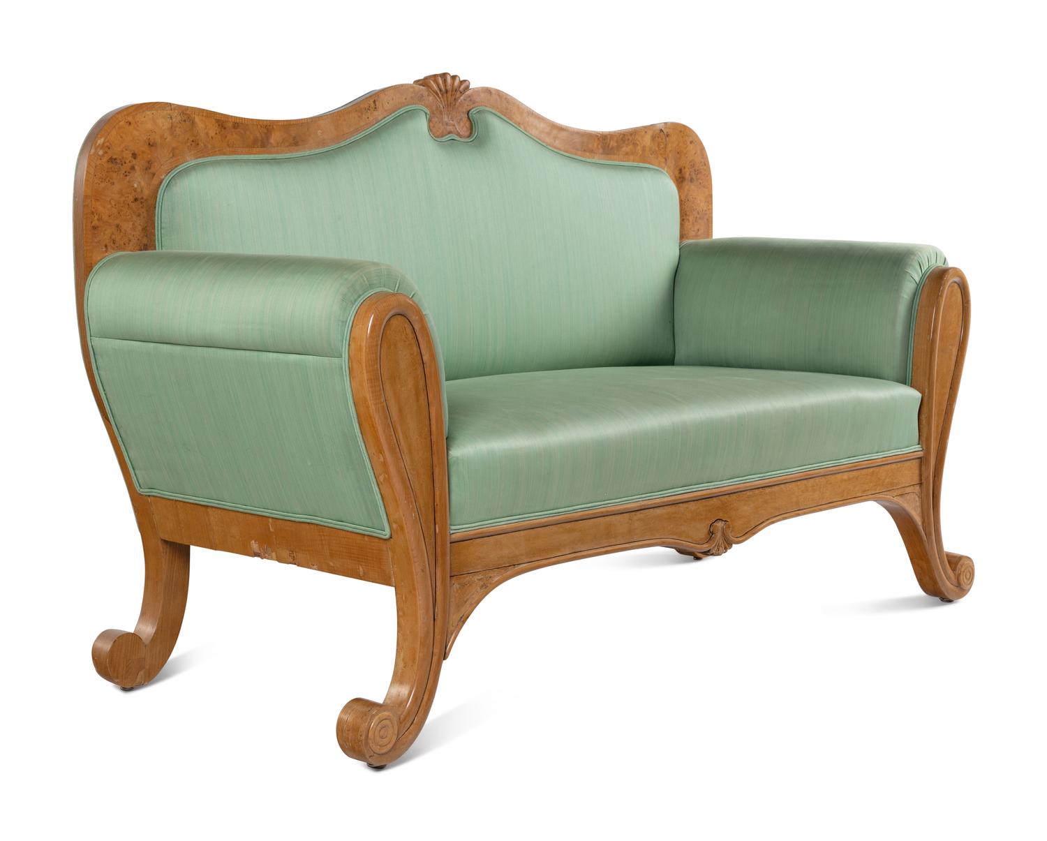 A Biedermeier Cherry and Poplar Settee
