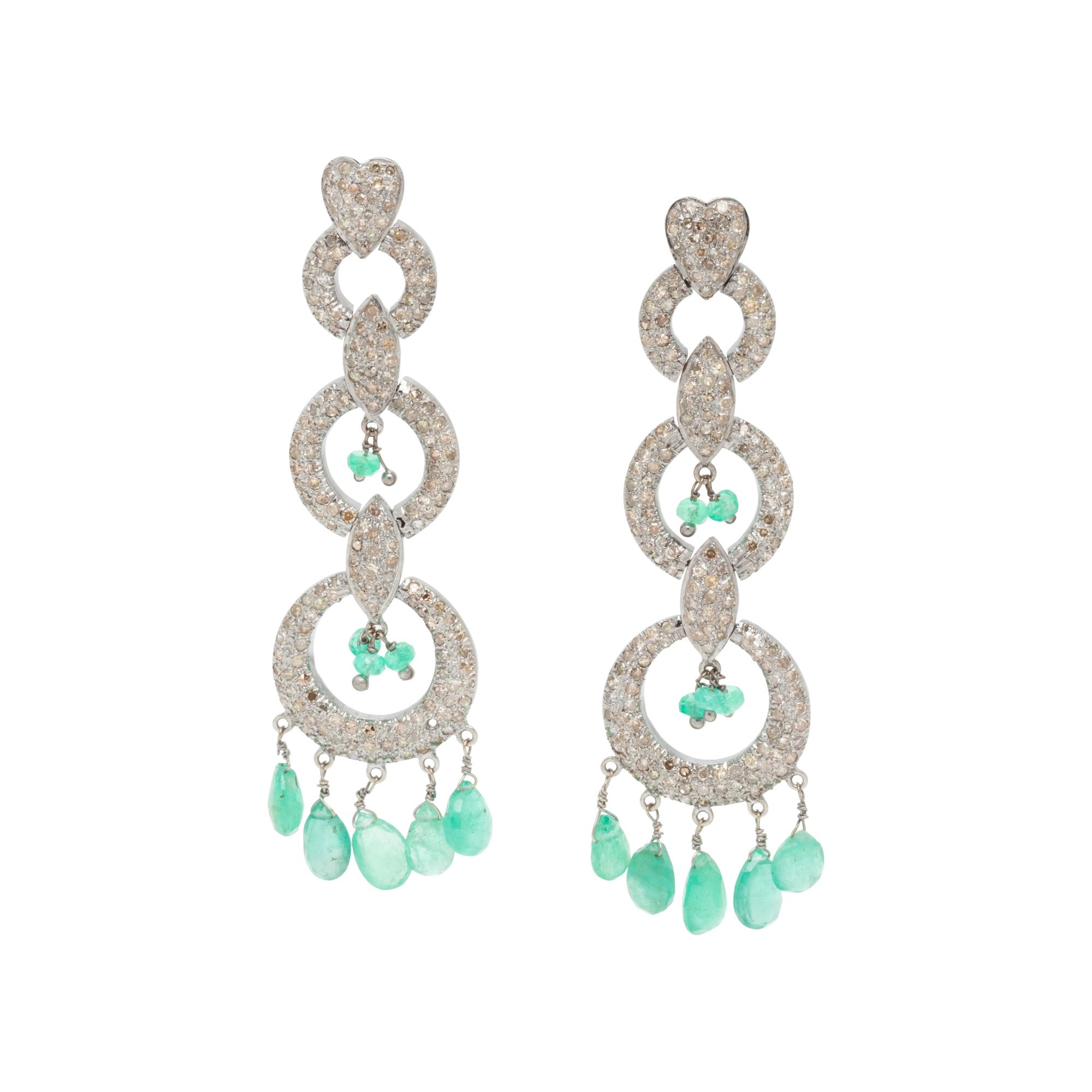 DIAMOND, COLORED DIAMOND AND EMERALD EARRINGS