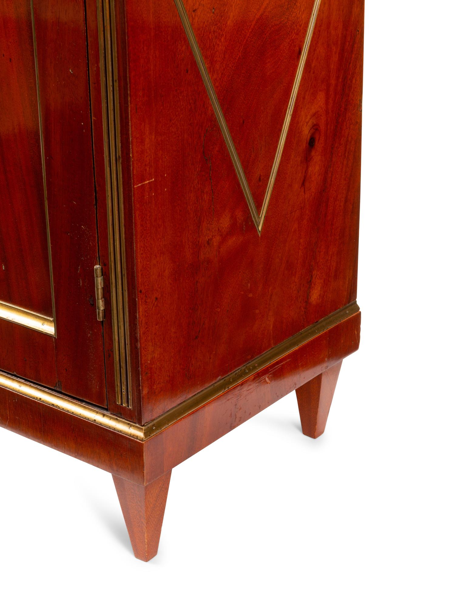 A Russian Brass Mounted Mahogany Pedestal Cabinet