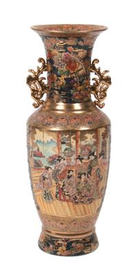 A Japanese Satsuma Floor Vase Height 24 1/2 inches.