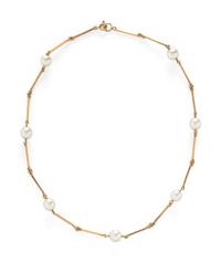 THREE NESTING CULTURED PEARL AND YELLOW GOLD STATION NECKLACES