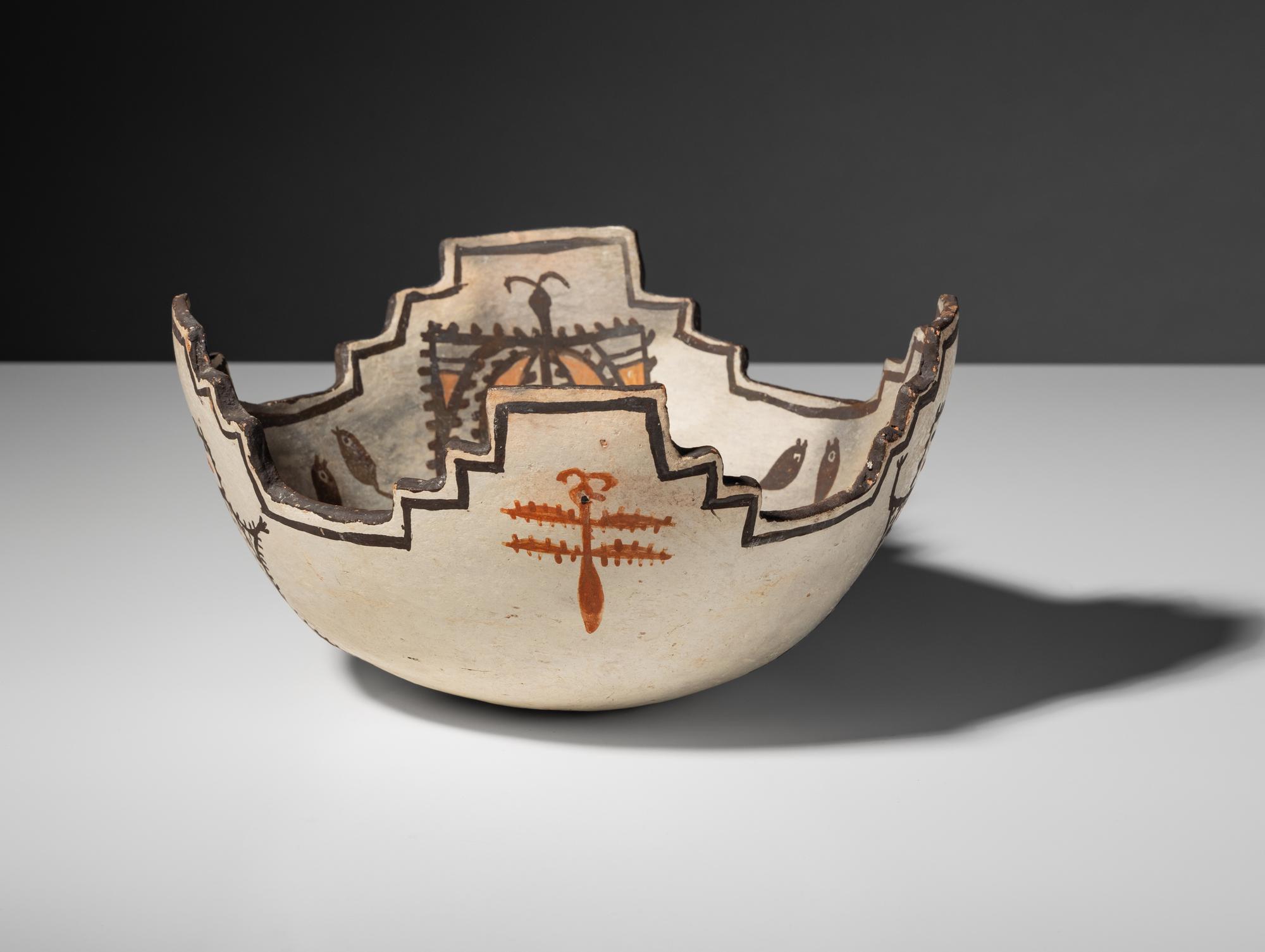 Zuni Terraced Bowl, with Butterflies, Dragonflies, Toads, and Tadpoles