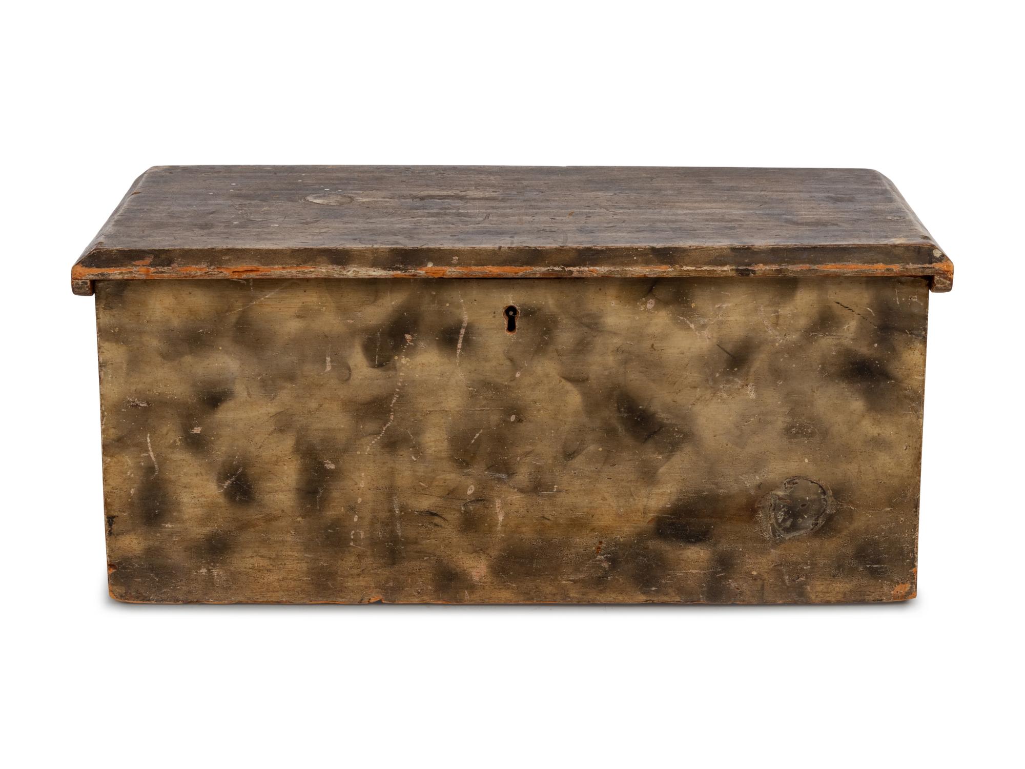 A Federal Smoke-Decorated Pine Document Box