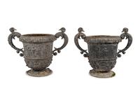 A Pair of Cast Metal Planters