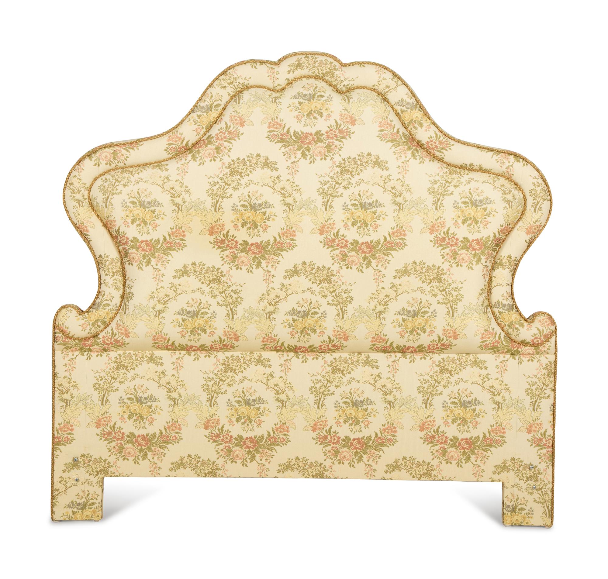 A Louis XVI Style Scalamandré Silk Lampas Upholstered Headboard — 20th Century