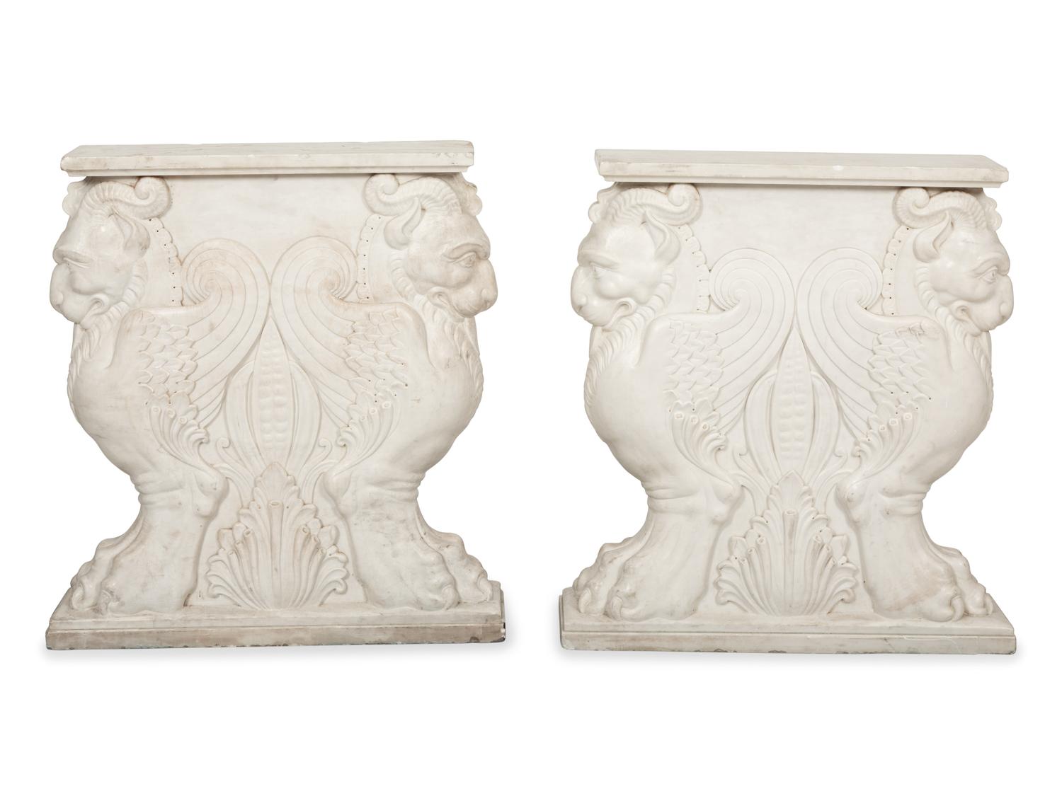 An Italian Specimen Marble and Carved White Marble Table