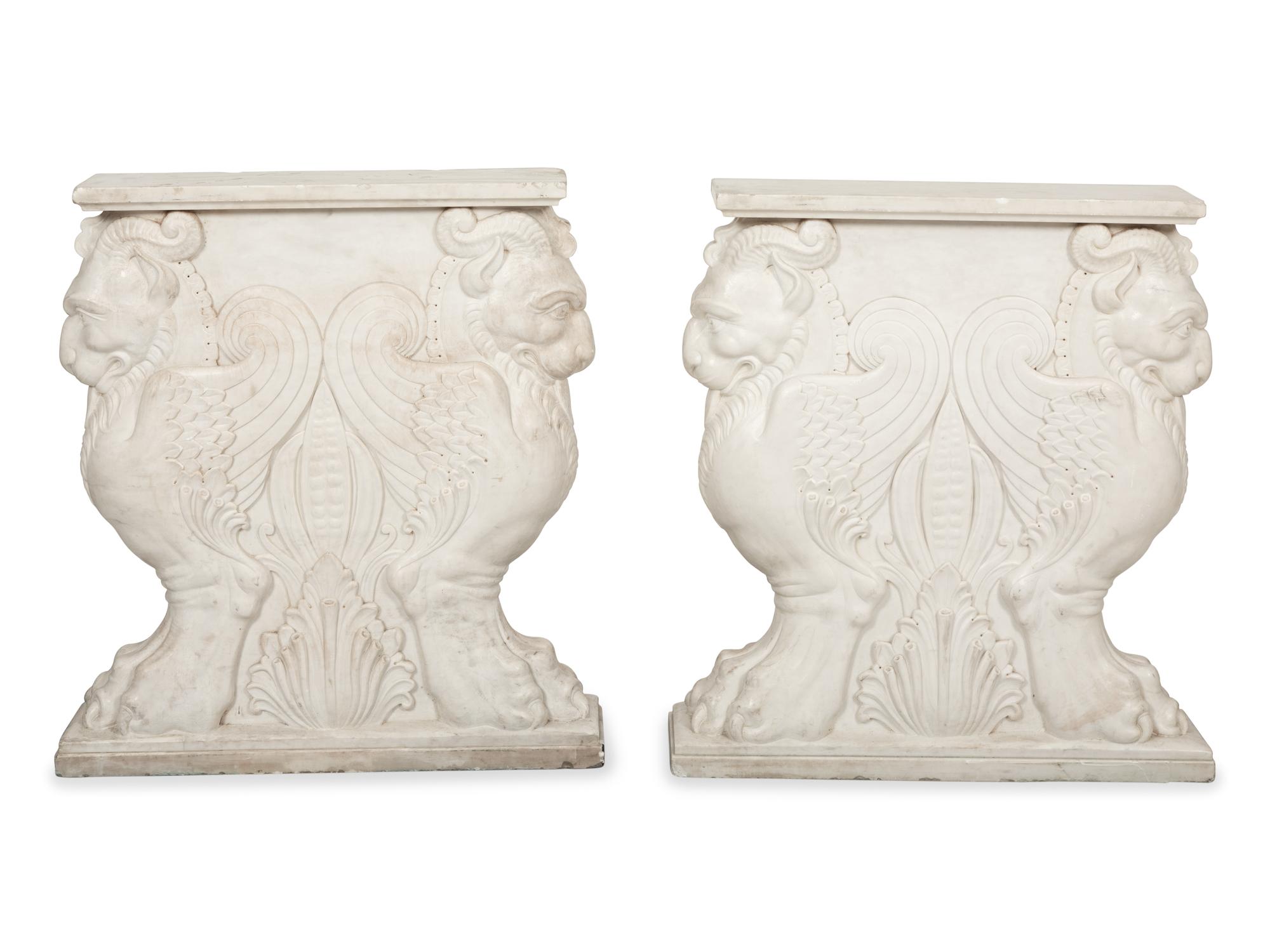 An Italian Specimen Marble and Carved White Marble Table