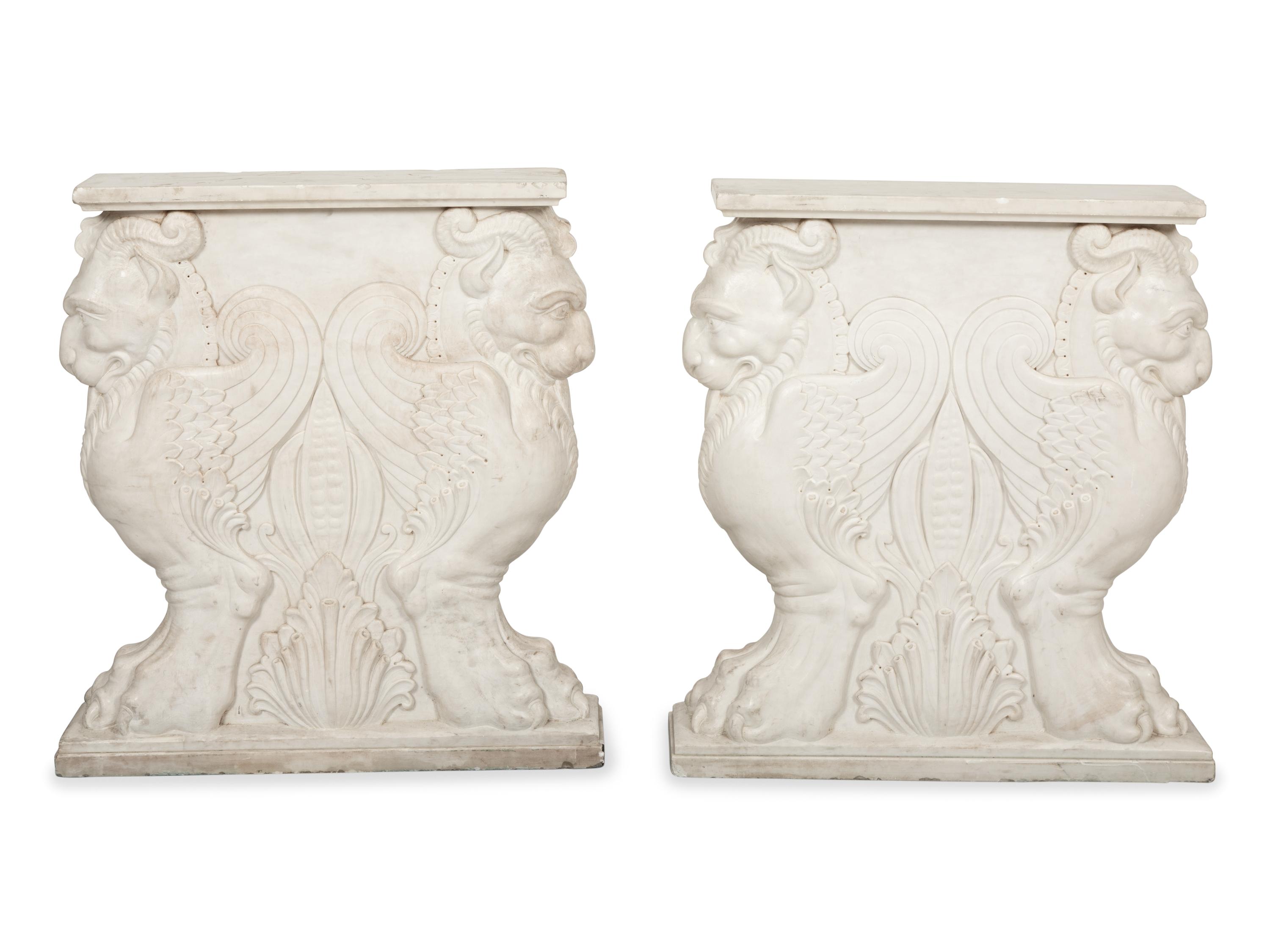 An Italian Specimen Marble and Carved White Marble Table