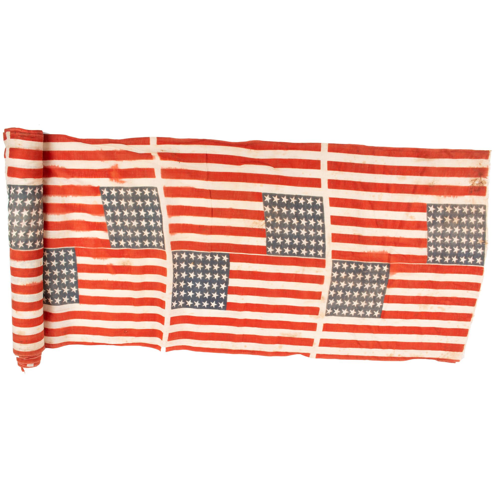 [FLAGS & PATRIOTIC TEXTILES]. Bolt of 42-star American parade flags. N.p., [ca 1889-1890].