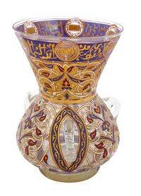 A French Mamluk Revival Style Enameled Glass Mosque Lamp