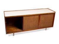 A Founders Furniture Co. Walnut, Caned and Laminte-Top Credenza