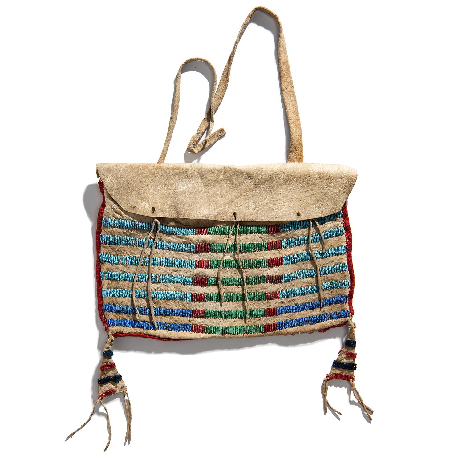 Crow or Nez Perce Beaded Buffalo Hide Work Bag