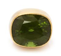 A 22 Karat Yellow Gold and Peridot Ring,