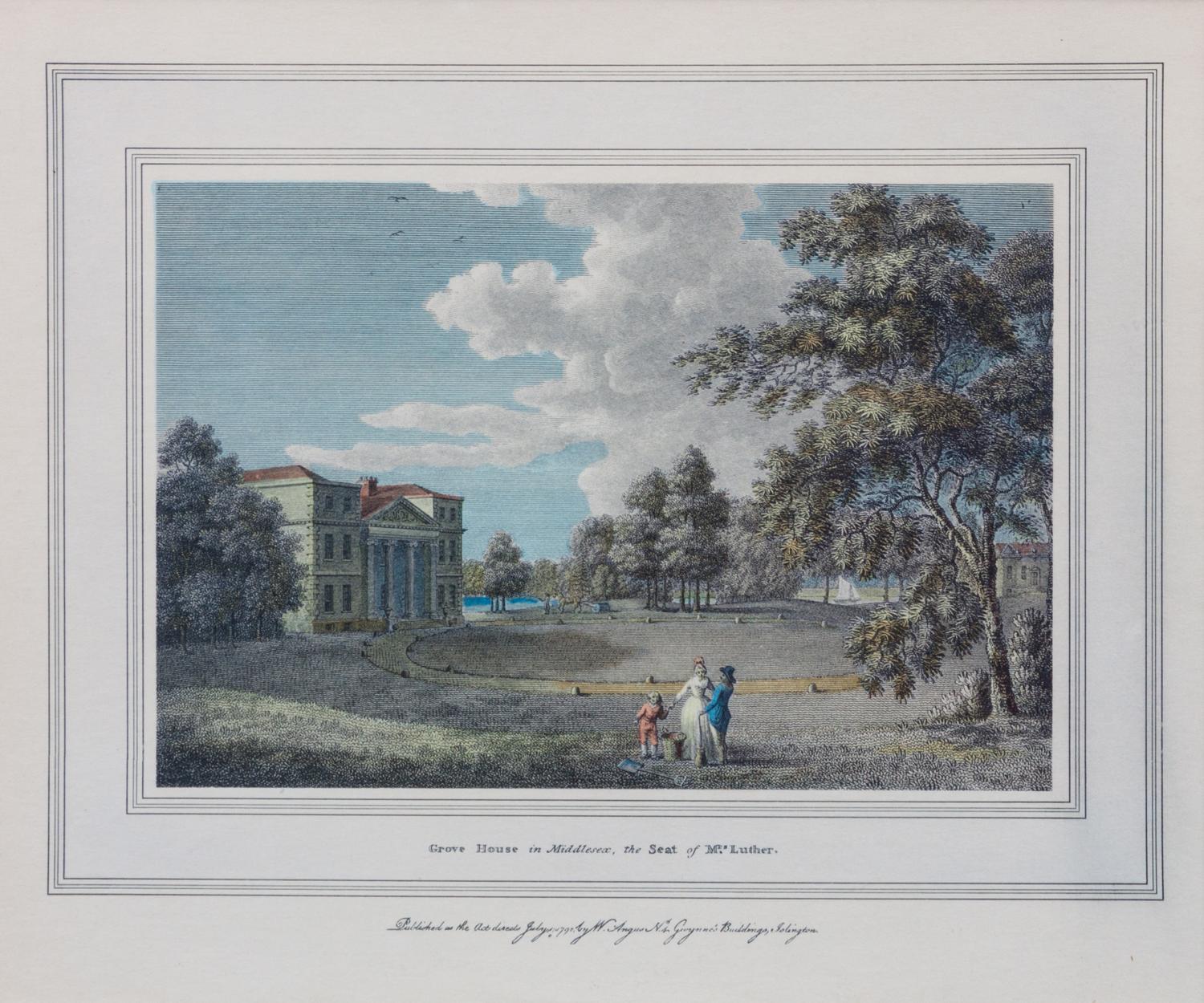 Four English Hand-colored Engravings Impression: 6 1/2 x 9 5/8 inches. — after William Angus (1752-1821)
