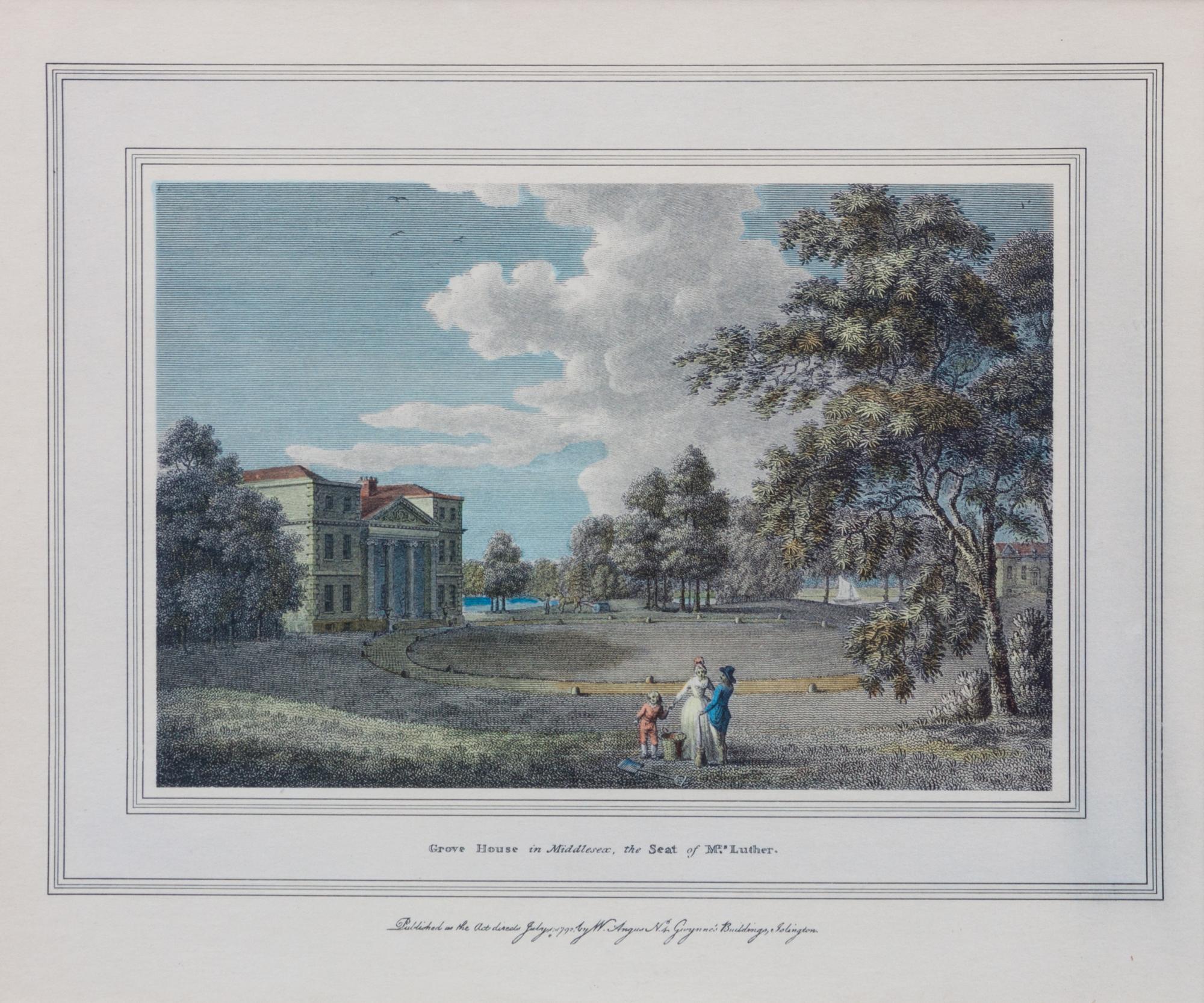 Four English Hand-colored Engravings Impression: 6 1/2 x 9 5/8 inches. — after William Angus (1752-1821)