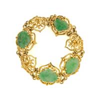 YELLOW GOLD AND JADE DEMI PARURE