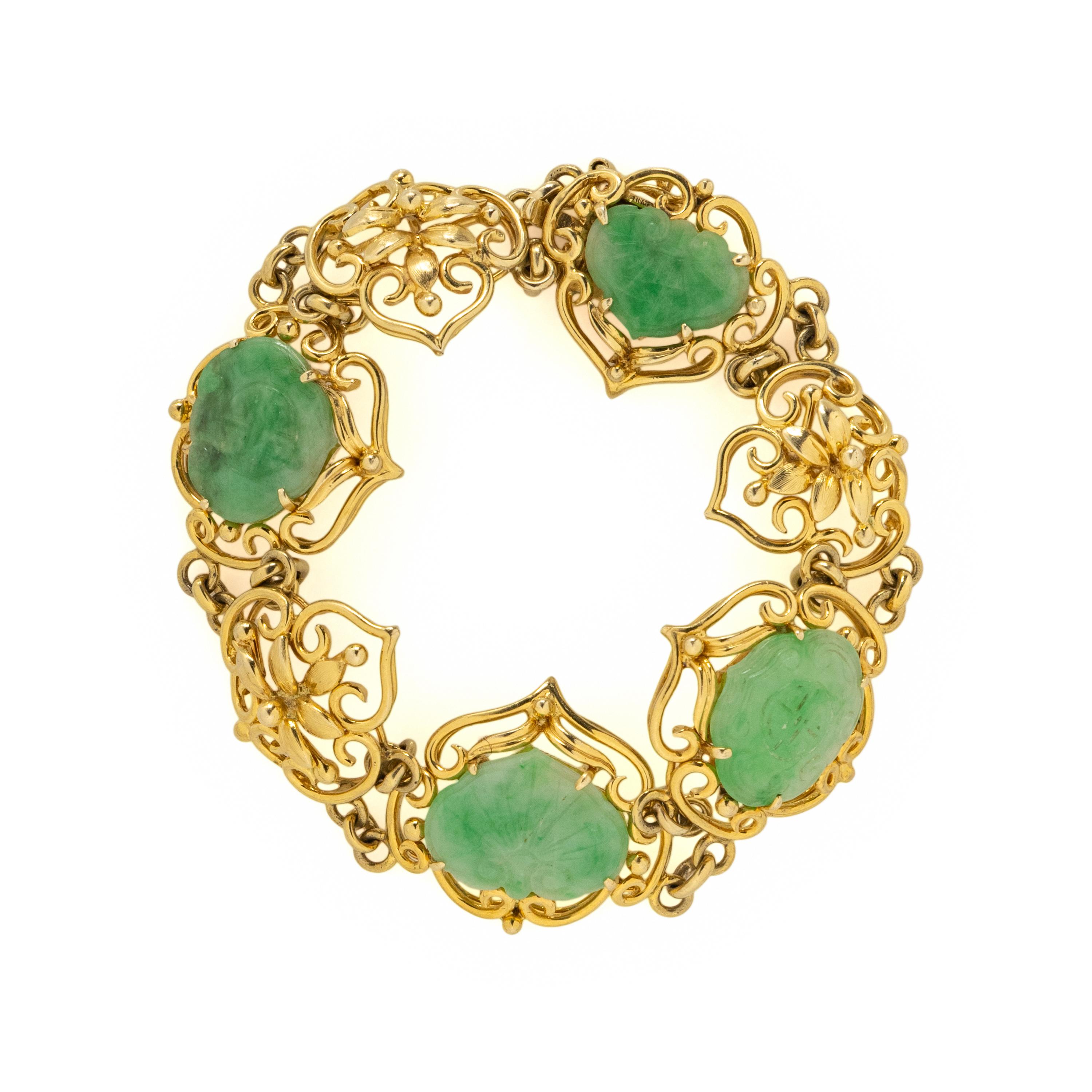 YELLOW GOLD AND JADE DEMI PARURE