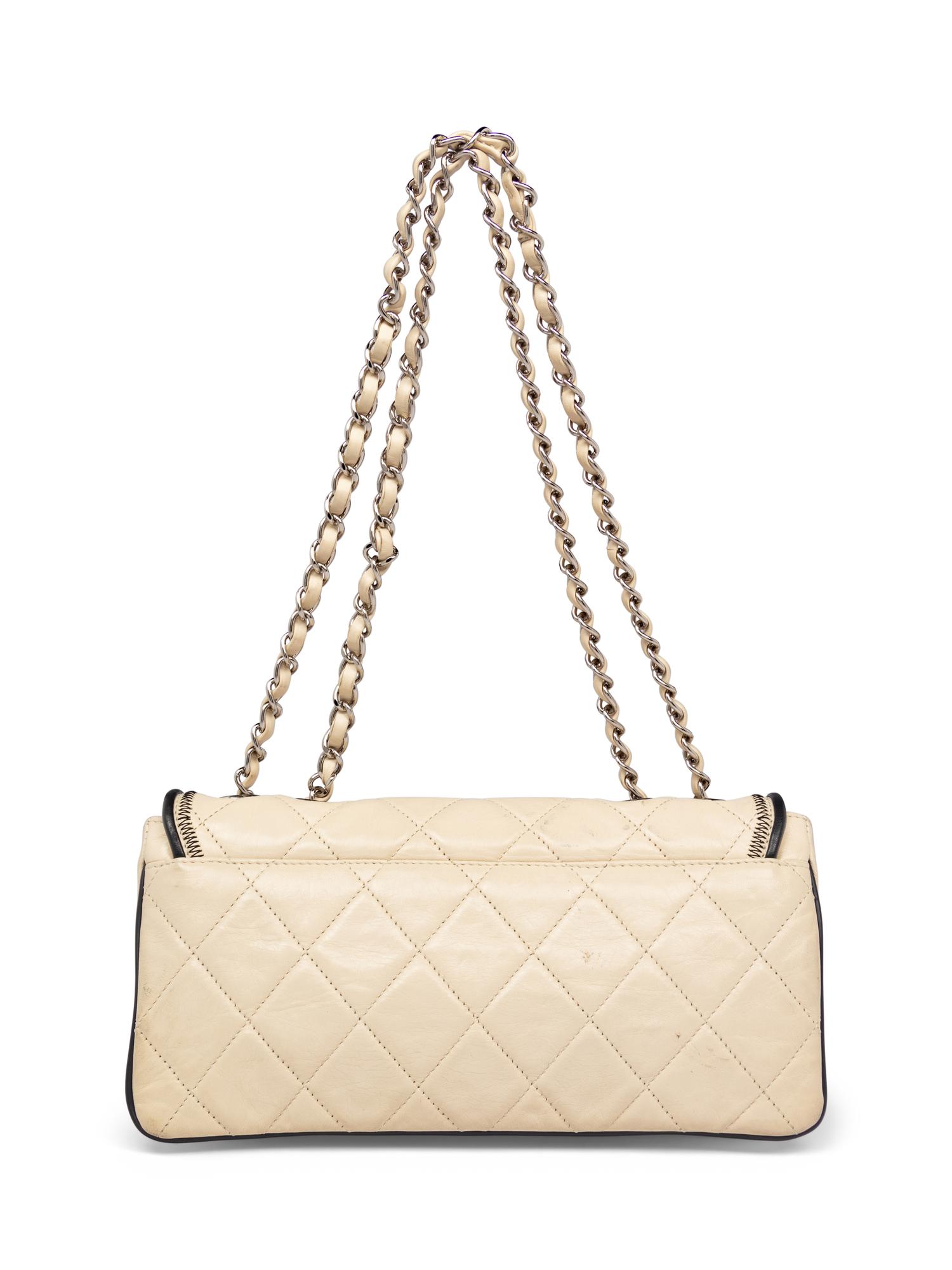 Chanel East-West White Quilted Lambskin Flap Bag