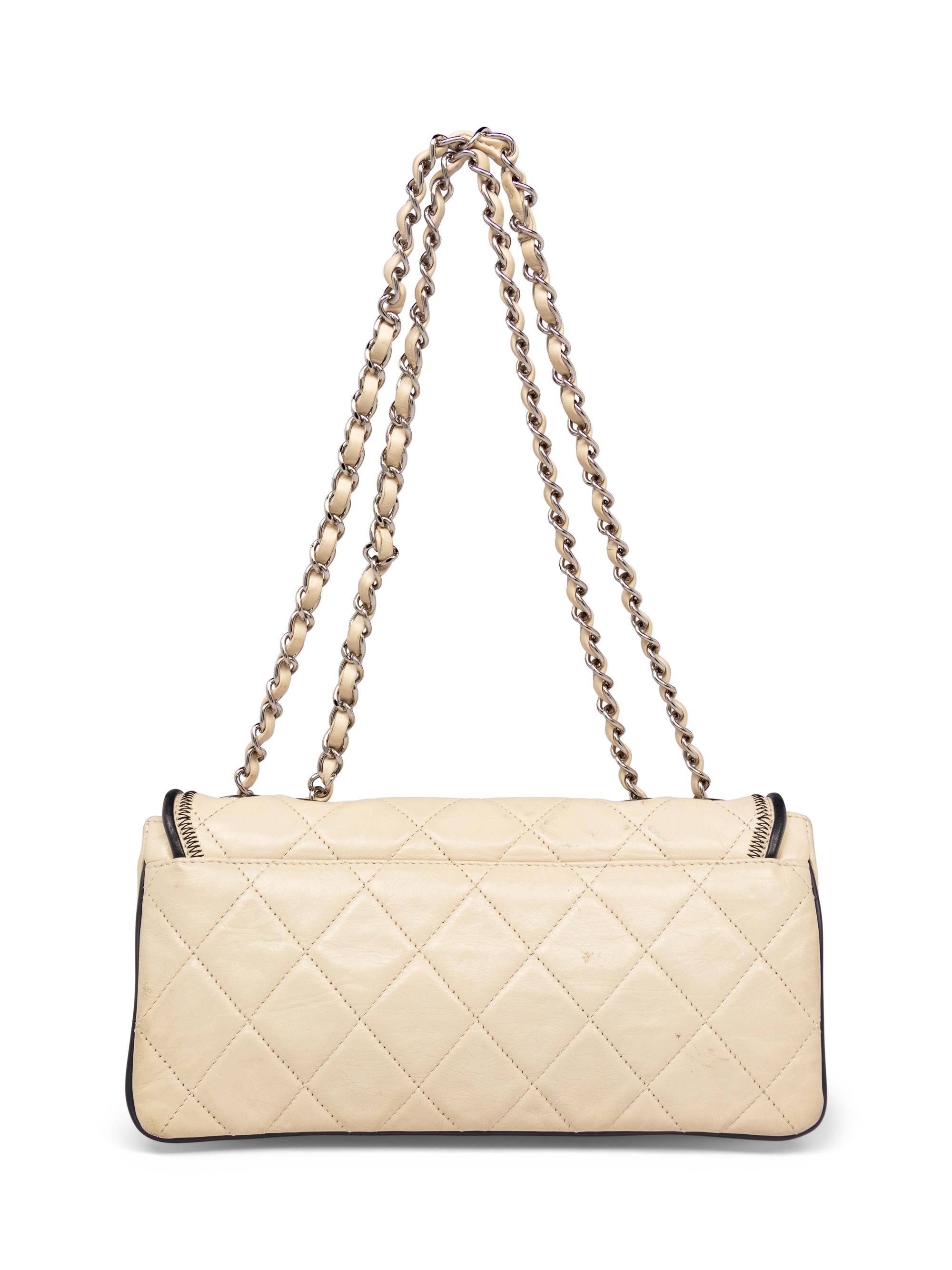 Chanel East-West White Quilted Lambskin Flap Bag