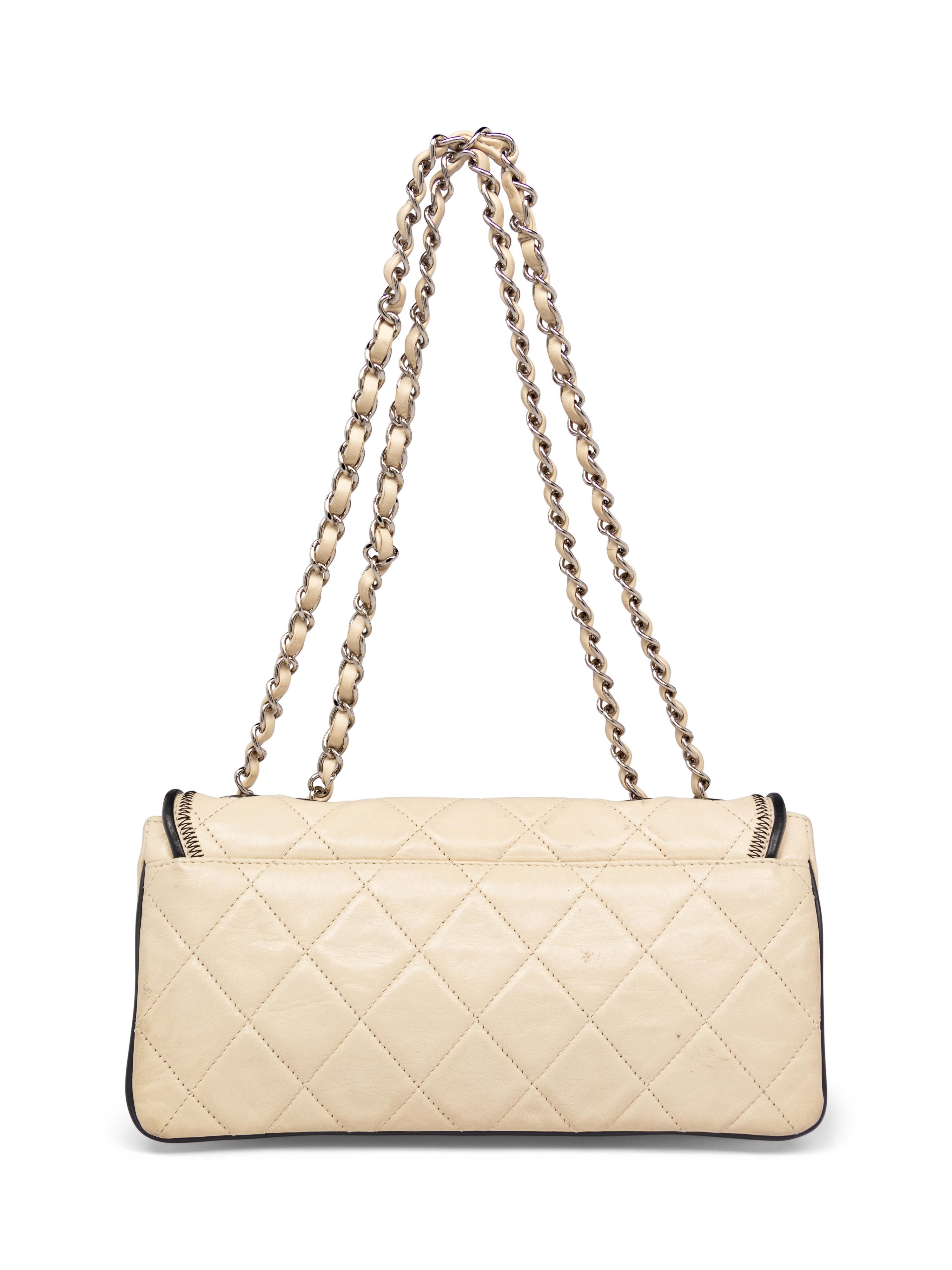 Chanel East-West White Quilted Lambskin Flap Bag