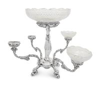 A Sheffield Silver-Plate and Cut Glass Epergne