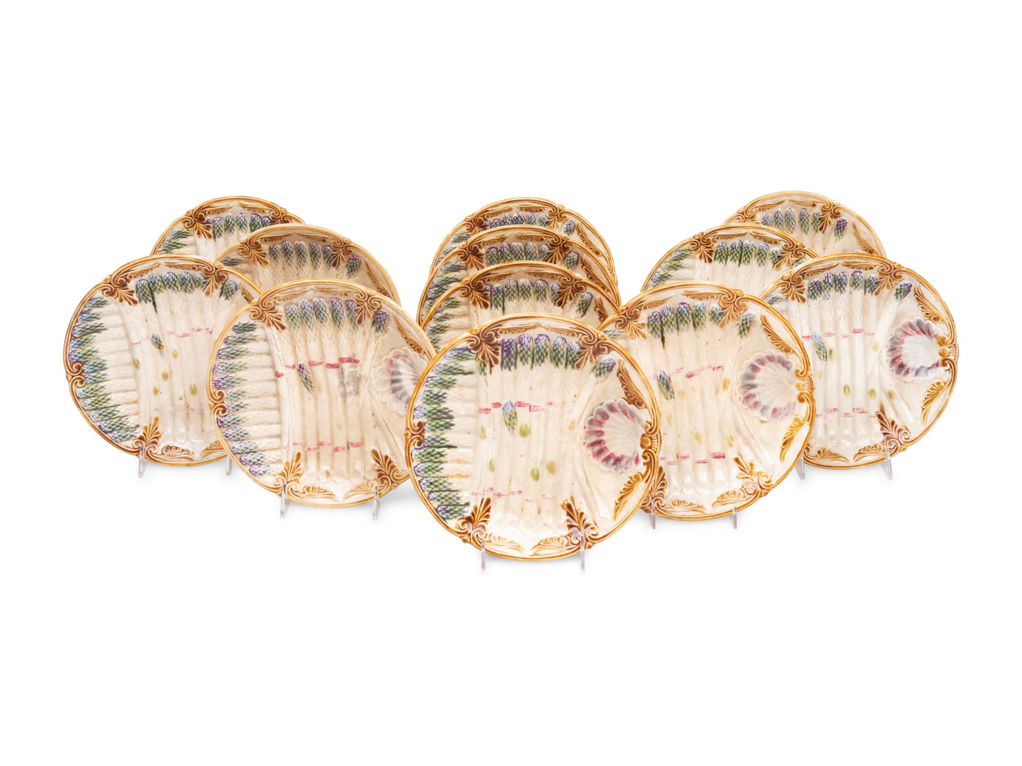 A Polychrome-Glazed Earthenware Asparagus Service