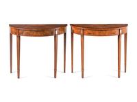 A Pair of George III Style Burl Walnut Console Tables