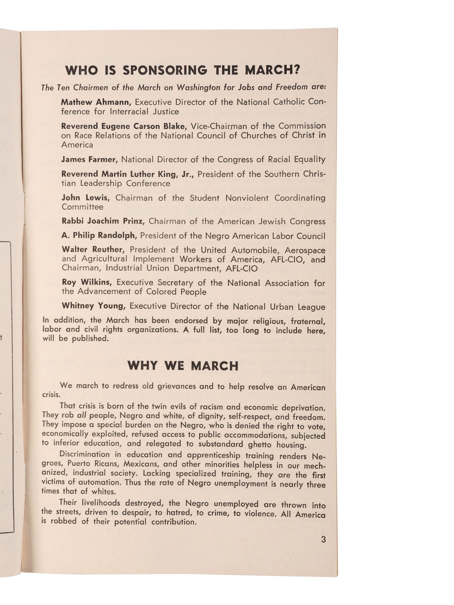 [CIVIL RIGHTS]. Final Plans for the March on Washington for Jobs and Freedom. Organizing Manual No. 2 . New York: National Office, March on Washington, 1963.