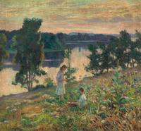 Children by a River