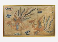A very large Chinese woven silk "Phoenix" panel, 17th/18th century or earlier 鳳紋刺繡 十七十八世紀或更早