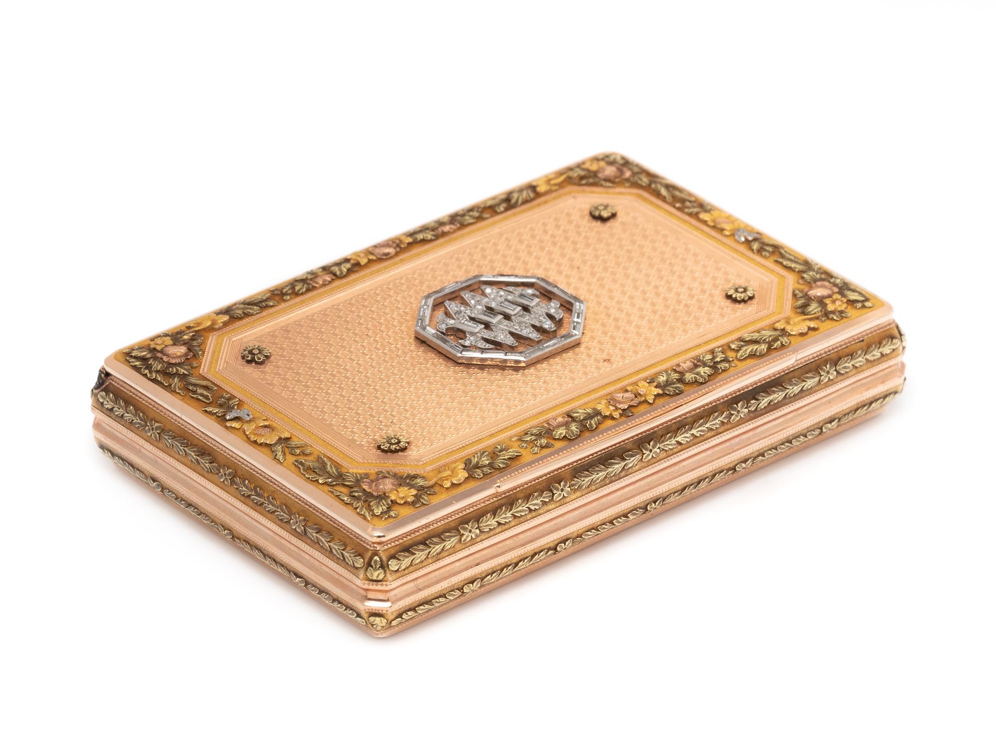 A German Gold and Diamond-Inset Snuff Box