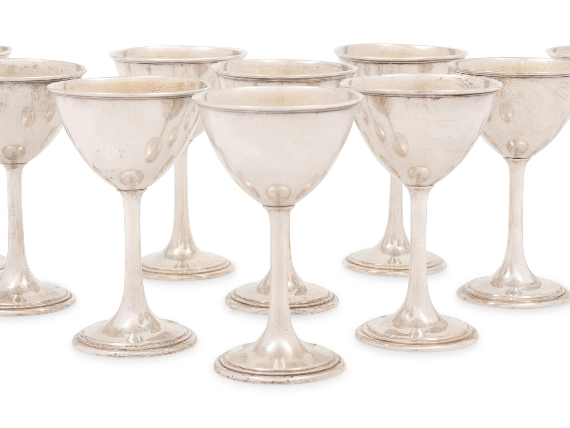 A Set of Twelve American Silver Goblets
